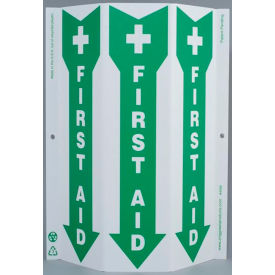 Zing Eco Safety Tri View Sign, First Aid, 9"W x 12"H, Recycled Plastic, Glow In The Dark view 2