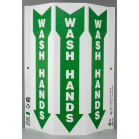 Tri View Public Facility Sign, Wash Hands, 9"W x 12"H, White/Green view 2