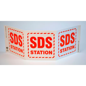 Zing Eco GHS TriView Sign, SDS Station, 20"W x 7-1/2"H, Recycled Plastic view 2