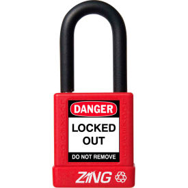 ZING ENTERPRISES 7030 ZING RecycLock Safety Padlock, Keyed Different, 1-1/2" Shackle, 1-3/4" Body, Red, 7030 image.