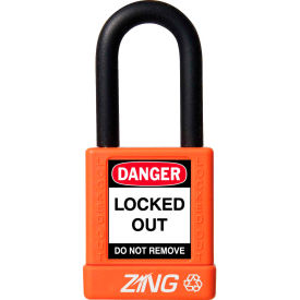 ZING ENTERPRISES 7042 ZING RecycLock Safety Padlock, Keyed Different, 1-1/2" Shackle, 1-3/4" Body, Orange, 7042 image.