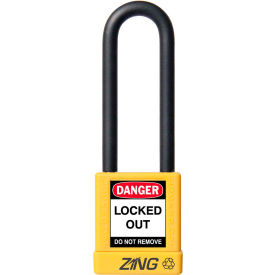 ZING ENTERPRISES 7055 ZING RecycLock Safety Padlock, Keyed Alike, 3" Shackle, 1-3/4" Body, Yellow, 7055 image.