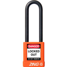 ZING ENTERPRISES 7059 ZING RecycLock Safety Padlock, Keyed Alike, 3" Shackle, 1-3/4" Body, Orange, 7059 image.