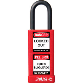 ZING ENTERPRISES 7070 ZING RecycLock Safety Padlock, Keyed Different, 1-1/2" Shackle, 3" Long Body, Red, 7070 image.