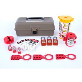 Zing Lockout/Tagout Toolbox Kit with 32 Components 13""W x 5""D x 6-1/2""H Red/Yellow/Gray