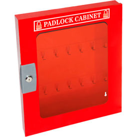 Zing Padlock Cabinet with Clear Window 41 Padlock Capacity 15-1/2""W x 2""D x 18-1/4""H Red