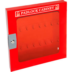 Zing Padlock Cabinet with Clear Window 55 Padlock Capacity 15-1/2""W x 2""D x 23""H Red