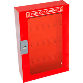 Zing Padlock Cabinet with Clear Window 84 Padlock Capacity 15-1/2""W x 5-1/2""D x 23""H Red