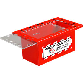 Zing Group Lock Box with Top Lid 26 Padlock Capacity Steel 9-1/4""W x 5-1/2""D x 4-1/4""H Red