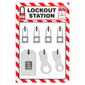 Zing Lockout Shadow Board 4 Padlock Capacity 11-3/4""W x 3/16""D x 17-1/2""H Red