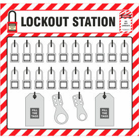 Zing Lockout Shadow Board 20 Padlock Capacity 23""W x 3/16""D x 22""H Red