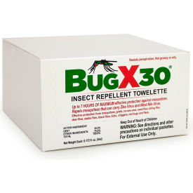 CoreTex Bug X 30 12640 Insect Repellent, 30% DEET, Towelette, Clamshell Box, 25/Box - Pkg Qty 4
