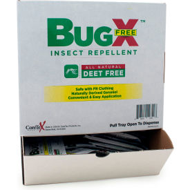 CoreTex Bug X FREE 12844 Insect Repellent, DEET Free, Towelette, Wallmount Box, 50 Packets