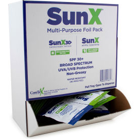 CORETEX PRODUCTS, INC 91661 CoreTex® Sun X 30 91661 Sunscreen Lotion, SPF 30+, Wallmount Box W/ Dry Towelette, 50 Packets image.