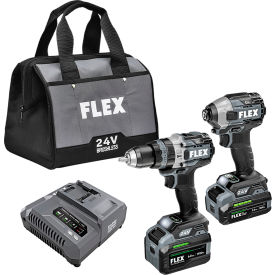 Flex 2 Tool Combo Kit w/ Hammer Drill, Turbo Mode, Quick Eject Impact Driver & Stacked-Lithium