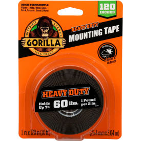 THE GORILLA GLUE COMPANY 102441 Gorilla® Heavy Duty Mounting Tape, XL, 120"L x 1"W, Black image.