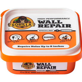 THE GORILLA GLUE COMPANY 107054 Gorilla® Wall Repair Spackling & Primer, 8 oz. Capacity, White image.