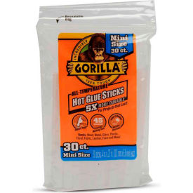 THE GORILLA GLUE COMPANY 3023003 Gorilla Hot Glue Sticks, 4" Mini, 30 per Pack image.