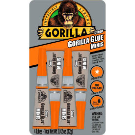 THE GORILLA GLUE COMPANY 4541702 Clear Gorilla Glue Mini Tubes, 3 Grams - 4 Per Pack image.
