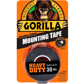 THE GORILLA GLUE COMPANY 6055002 Gorilla Heavy Duty Black Mounting Tape, 1" x 60" image.