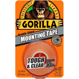 THE GORILLA GLUE COMPANY 6065003 Gorilla Tough & Clear Mounting Tape, 1" x 60" image.