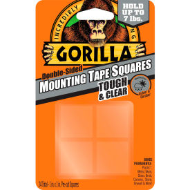 THE GORILLA GLUE COMPANY 6067202 Gorilla Clear Mounting Tape Squares, 24 per Pack image.