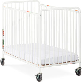 FOUNDATIONS WORLDWIDE INC 2031097 Foundations® Chelsea® Steel Crib with 4" Oversized Casters - Slatted End Panel image.