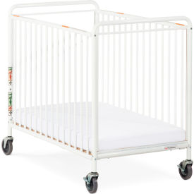 FOUNDATIONS WORLDWIDE INC 2032097 Foundations® Chelsea® Steel Crib with 4" Oversized Casters - Clearview End Panel image.