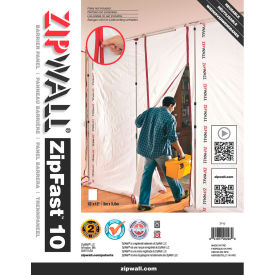 ZIPWALL LLC ZF10 ZipWall® Reusable Barrier Panels, High-Tech Fabric, White - ZF10 image.