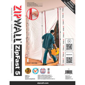 ZIPWALL LLC ZF5 ZipWall® Reusable Barrier Panels, High-Tech Fabric, White - ZF5 image.