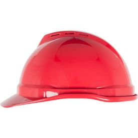 MSA Safety 10034031 MSA V-Gard® 500 Cap Vented 6-Point Fas-Trac III, Red image.