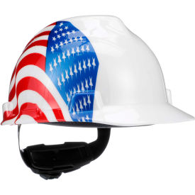 MSA Safety 10050611 MSA V-Gard® American Freedom Series Slotted Protective Cap, Dual American Flag image.