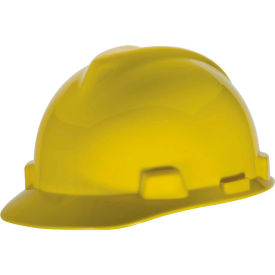 MSA V-Gard&reg; Slotted Cap With 1-Touch Suspension, Yellow - Pkg Qty 20