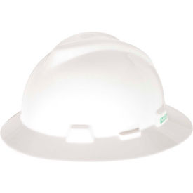 MSA V-Gard&reg; Slotted Full-Brim Hat With 1-Touch Suspension, White - Pkg Qty 20