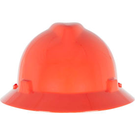 MSA Safety 10058322 MSA V-Gard® Slotted Full-Brim Hat With 1-Touch Suspension, Orange image.