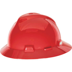MSA Safety 10058324 MSA V-Gard® Slotted Full-Brim Hat With 1-Touch Suspension, Red image.