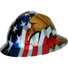 MSA V-Gard&reg; American Freedom Series Slotted Protective Hat,American Flag With 2 Eagles
