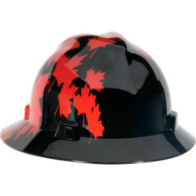 MSA V-Gard&reg; Canadian Freedom Series Slotted Protective Hat, Black With Red Maple Leaf