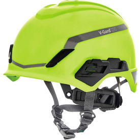MSA Safety 10194796 MSA V-Gard&Reg; H1 Safety Helmet, No Vent, FT3PIV, Hi-Viz YelloWith Green image.