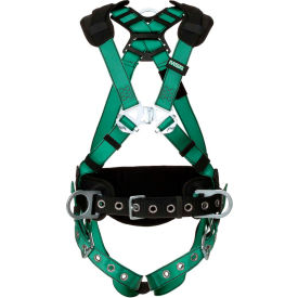 MSA Safety 10197365 V-FORM™ 10197365 Construction Harness, Back & Hip D-Ring, Tongue Buckle Leg Straps, XL image.