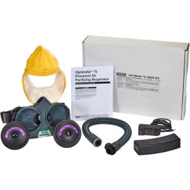 MSA Safety 10214804 MSA® Optimair Tl Kit With Low Profile Yellow Hood, He Filters, Extended Battery image.