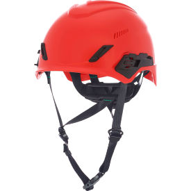 MSA Safety 10236205 MSA V-Gard® H1PRO Safety Helmet, Trivent Fas-Trac® III Pivot Ratchet Suspension, Red image.