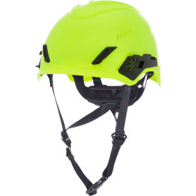 MSA Safety 10236209 MSA V-Gard® H1PRO Safety Helmet, Trivent Fas-Trac III Pivot Ratchet Suspension, Hi-Viz Green image.