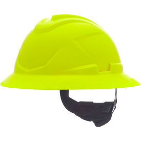 MSA Safety 10237724 MSA Safety V-Gard C1™ Full Brim Hard Hat, Non-Vented, Fas-Trac III, Hi-Viz, Yellow image.