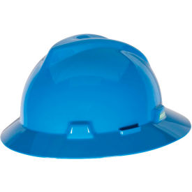 MSA Safety 454732 MSA V-Gard® Slotted Full-Brim Hat With Staz-On Suspension, Blue image.