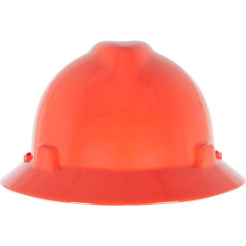 MSA Safety 454734 MSA V-Gard® Slotted Full-Brim Hat With Staz-On Suspension, Orange image.