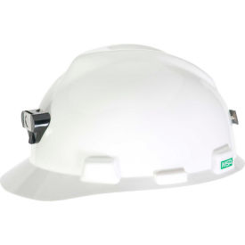 MSA Safety 460018 MSA V-Gard® Slotted Cap With Lamp Bracket & Cord Holder, Class C, Staz-On Suspension, White image.