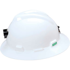 MSA Safety 460069 MSA V-Gard® Slotted Full-Brim Hat,Lamp Bracket,Cord Holder Staz-On Suspension,White image.