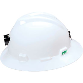 MSA Safety 815009 MSA V-Gard® Slotted Full-Brim Hat,Lamp Bracket,Cord Holder Fas-Trac III Suspension,White image.