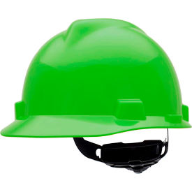 MSA Safety 815565 MSA V-Gard® Slotted Cap With Fas-Trac III Suspension, Bright Lime Green image.